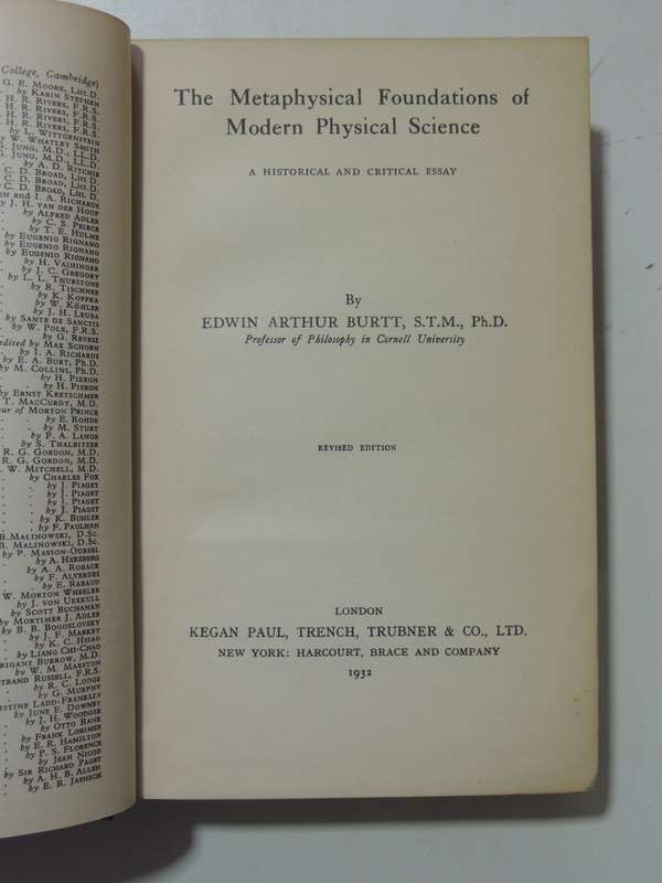 The Metaphysical Foundations of Modern Physical Science - Edwin Arthur Burtt   1932