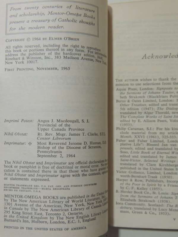 Varieties of Mystic Experience - Elmer O'Brien    1965