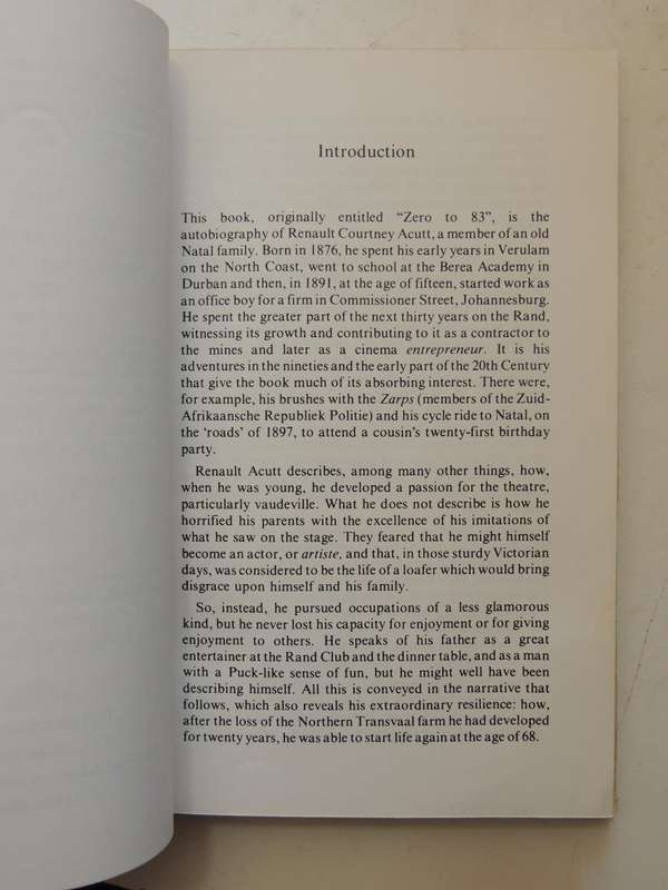 Reminiscences Of A Rand Pioneer: Autobiography Of Renault Courtney Acutt 1876-1973