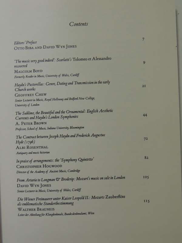 Studies In Music History Presented To HC Robbins Landon On His 70th Birthday ed Otto Biba, DW Jones