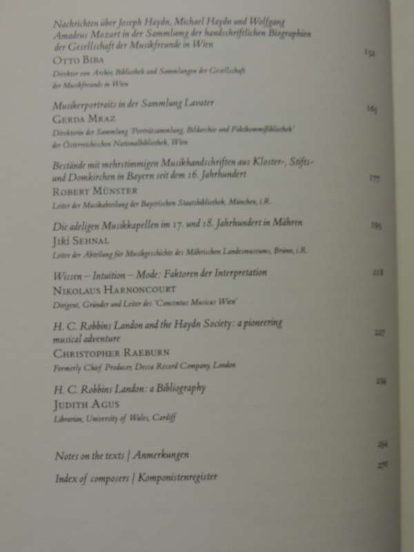 Studies In Music History Presented To HC Robbins Landon On His 70th Birthday ed Otto Biba, DW Jones