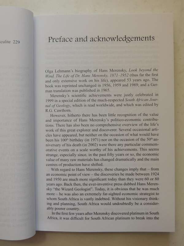 Platinum, Gold And Diamonds: The Adventure Of Hans Merensky's Discoveries- Bernhard W. Machens