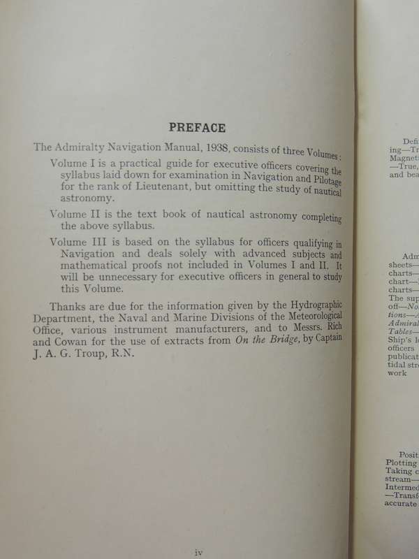 Admiralty Navigation Manual 2 vols (Reprints Vol 1, 1943 Vol 2, 1941)