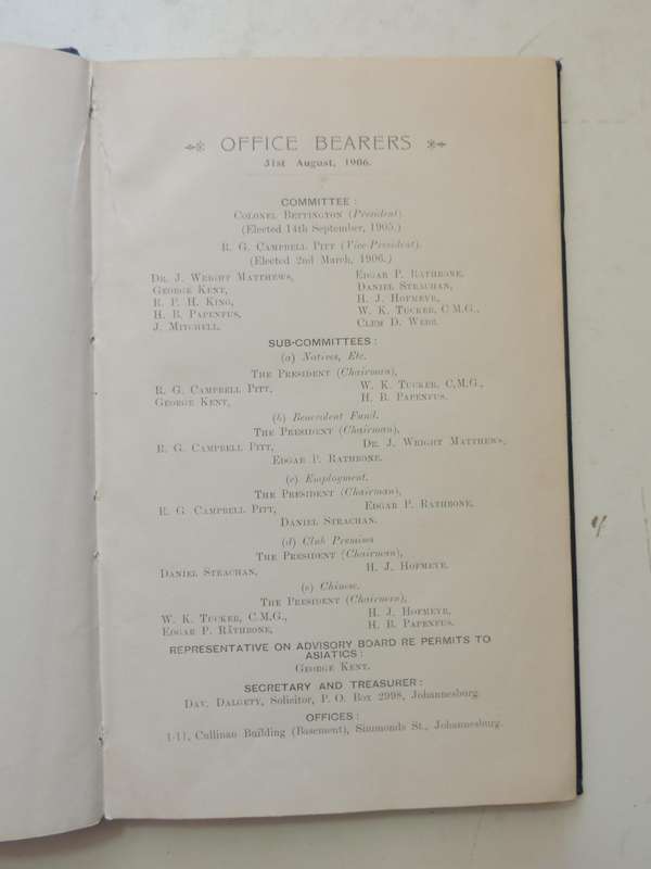 Rand Pioneers: Third Annual Report With Appendices   1906