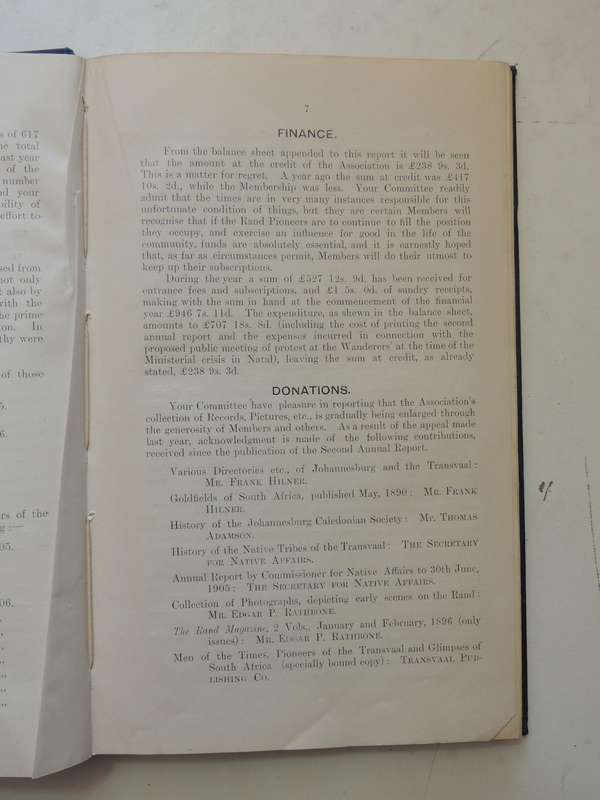 Rand Pioneers: Third Annual Report With Appendices   1906