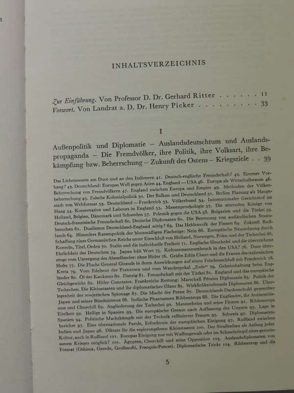 Hitler's Tischgesprache In Fuhrerhauptquartier - Dr. Henry Picker         In German Language