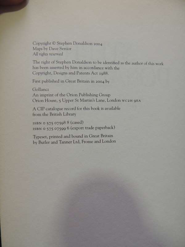 The Runes of the Earth The Last Chronicles of Thomas Covenant - Stephen Donaldson  FIRST EDITION H/C