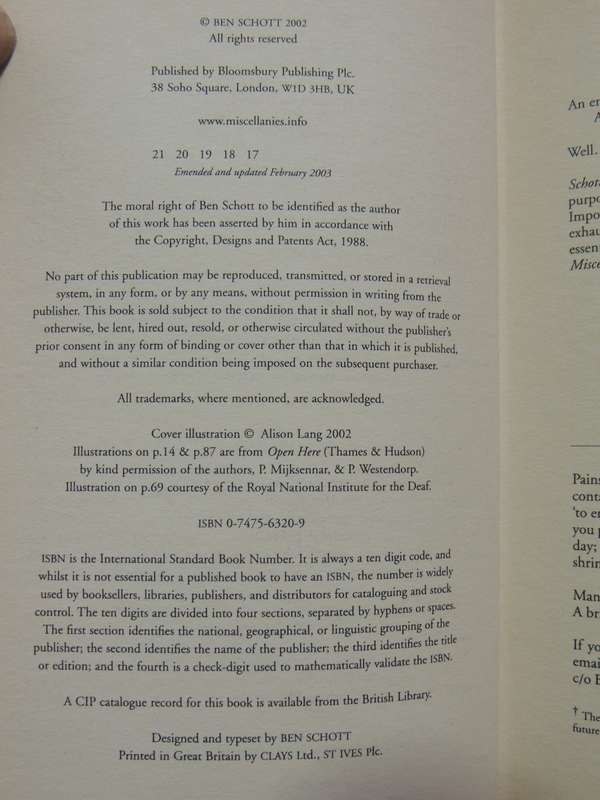 Schott's Original Miscellany- Ben Schott
