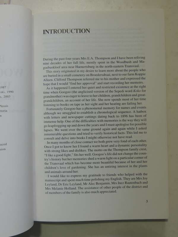 Between Woodbrush And Wolkberg: Googoo Thompson's Story- Brigitte Wongtschowski