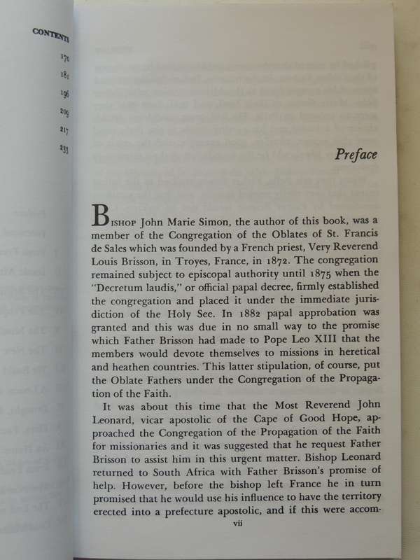 Bishop For The Hottentots - Bishop John M. Simon O.S.F.S.