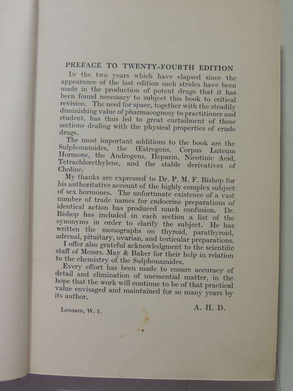 Materia Medica Pharmacy, Pharmacology and Therapeutics - William Hale-White 24th Edition 1939