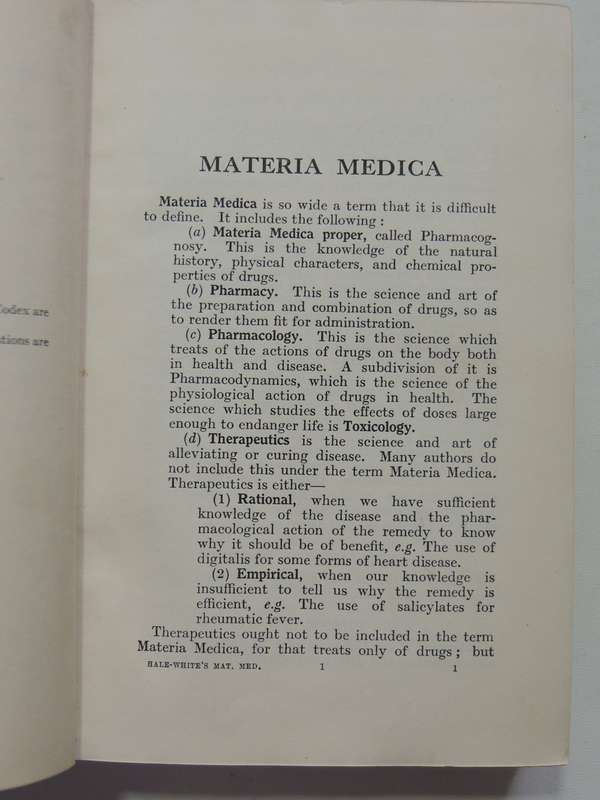 Materia Medica Pharmacy, Pharmacology and Therapeutics - William Hale-White 24th Edition 1939