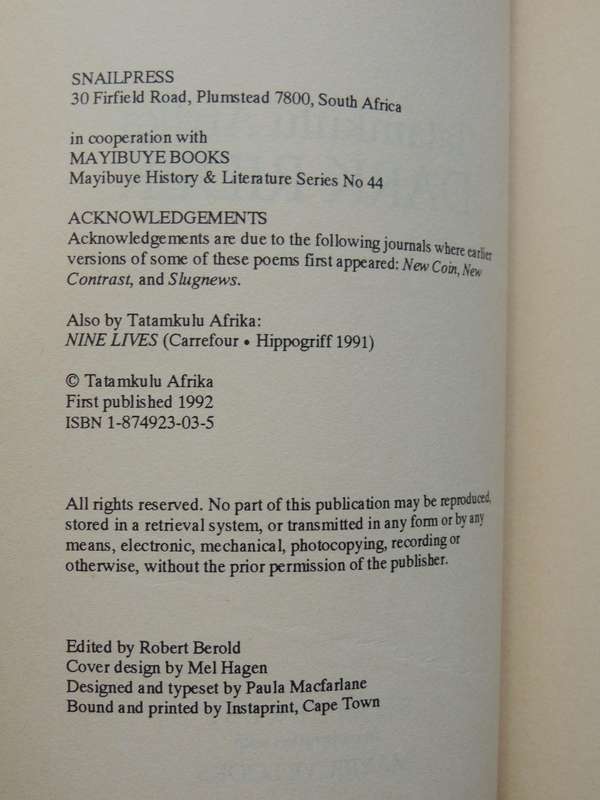 Dark Rider  - Tatamkulu Afrika    Inscribed By Author