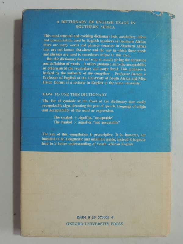 A Dictionary Of English Usage In Southern Africa - D.R. Beeton & Helen Dorner