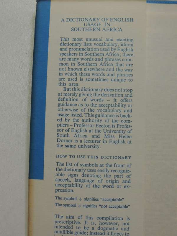 A Dictionary Of English Usage In Southern Africa - D.R. Beeton & Helen Dorner