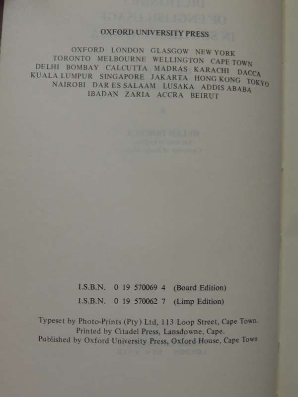 A Dictionary Of English Usage In Southern Africa - D.R. Beeton & Helen Dorner