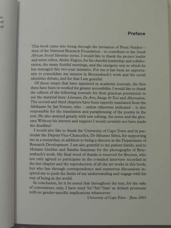 The I Of The Beholder: Indentity Formation ...Art & Writing Of Breyten Breytenbach Marilet Sienaert