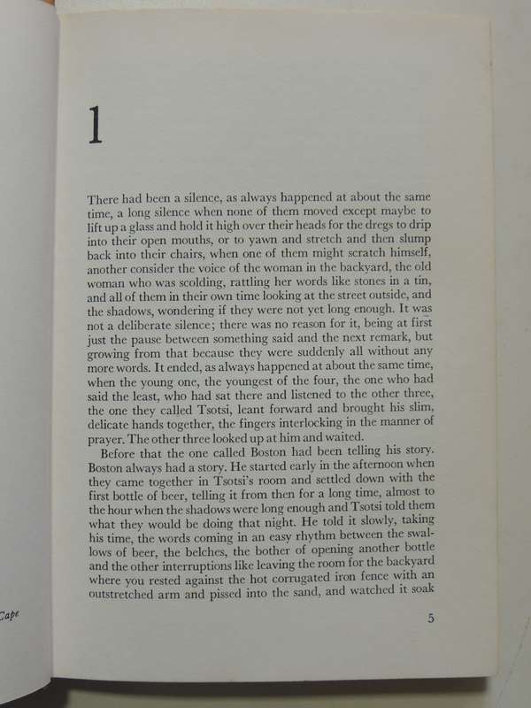 Tsotsi - A Novel by Ahtol Fugard     First South African Edition 1980