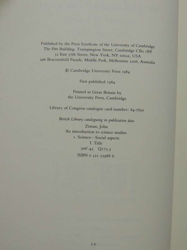 An Introduction To Science Studies: Philosophical &Social Aspects Of Science &TechnologyJohn Ziman