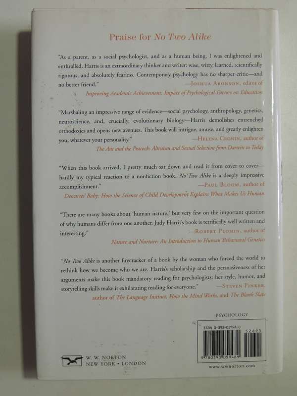 No Two Alike: Human Nature And Human Individuality- Judith Rich Harris