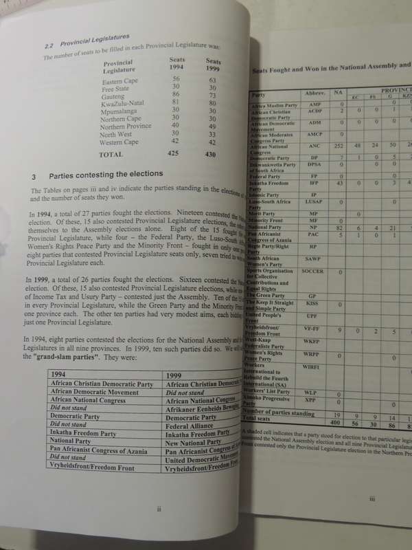 South African Election Results 1994 & 1999 - Robert Jones