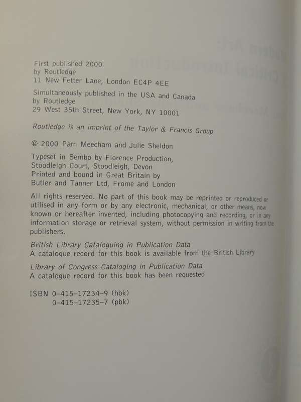 Modern Art: A Critical Introduction - Pam Meecham & Julie Sheldon