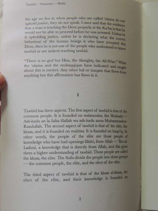Tawhid Futuwwa Hubb - Shakyh Dr. Abdalqadir As-Sufi