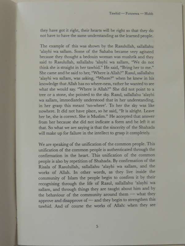 Tawhid Futuwwa Hubb - Shakyh Dr. Abdalqadir As-Sufi