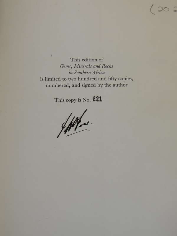 Gems, Minerals And Rocks In Southern Africa - J.R. McIver   Signed Limited Edition 221/250