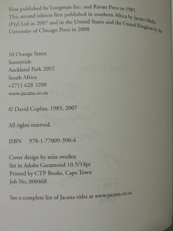 In Township Tonight!:3 Centuries Of South African Black City Music & Theatre David Coplan Inscribed