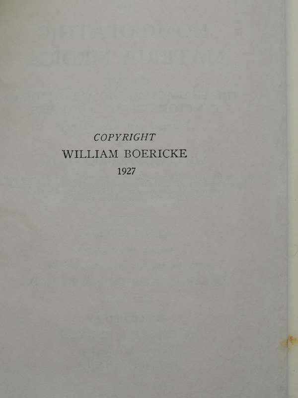 Pocket Manual of Homoeopathic Materia Medica...William Boericke   9th Edition, Revised and Enlarged