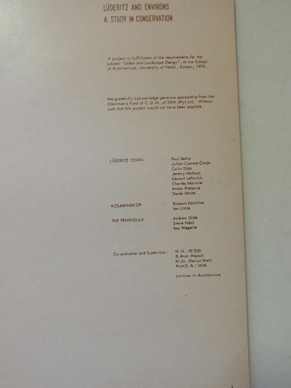 Luderitz And Environs: Conservation Study-School Of Architecture University Of Natal 1979  IN GERMAN