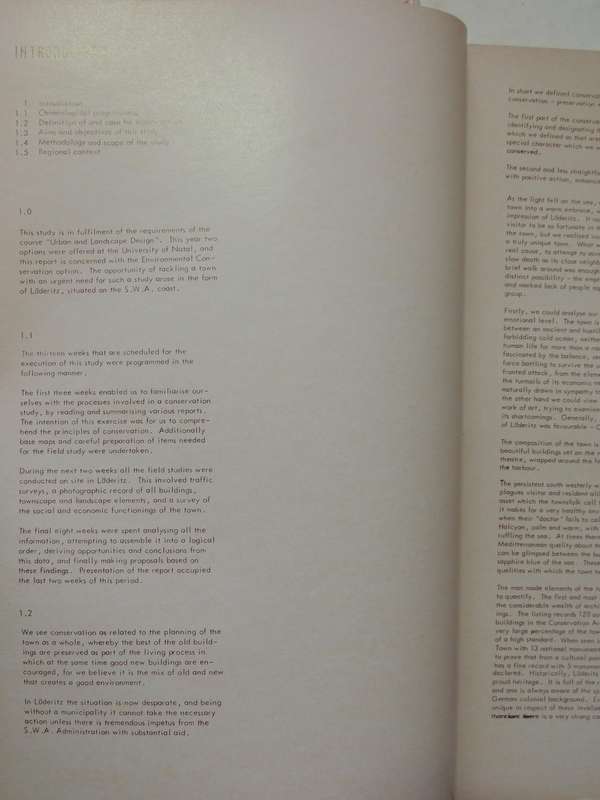 Luderitz And Environs: Conservation Study-School Of Architecture University Of Natal 1979  IN GERMAN