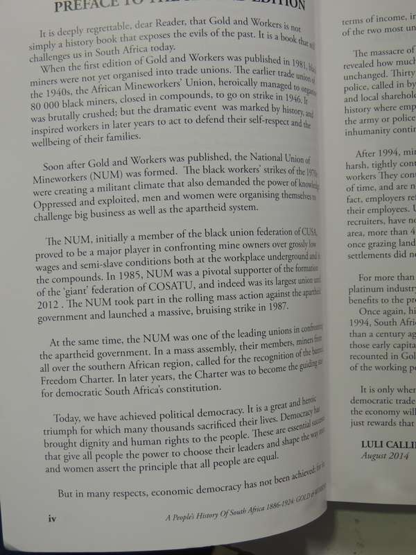 Gold & Workers: A People's History Of South Africa 1886-1924 Vol 1 - Luli Callinicos  (2nd Edition)