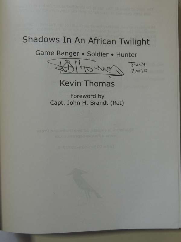 Shadows In An African Twilight - Game Ranger, Soldier, Hunter (Signed)  Kevin Thom