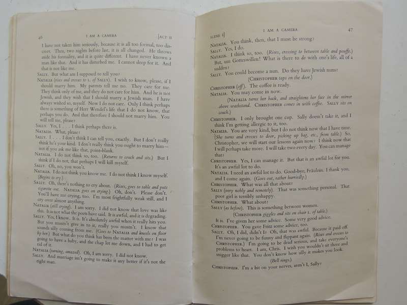 I Am A Camera, A Play in Three Acts - John van Druten     Pub 1954