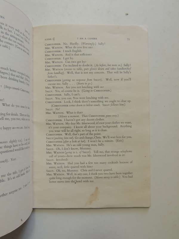 I Am A Camera, A Play in Three Acts - John van Druten     Pub 1954