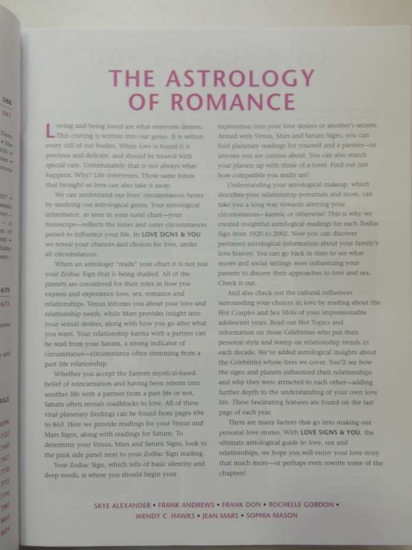 Love Signs & You, the Ultimate Astrological Guide to Love, Sex & Relationships