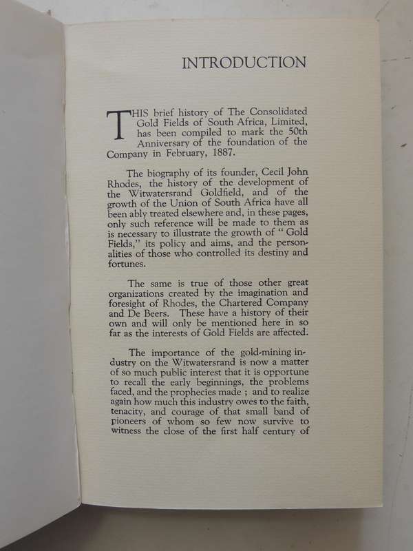 The Gold Fields 1887-1937 (Ex-library Of The Oppenheimers) The Consolidated Gold Fields Of South Afr