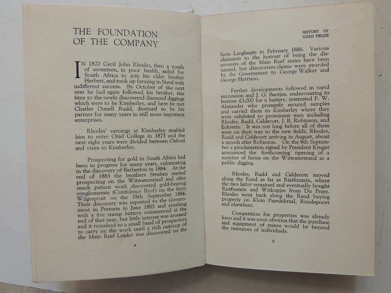 The Gold Fields 1887-1937 (Ex-library Of The Oppenheimers) The Consolidated Gold Fields Of South Afr