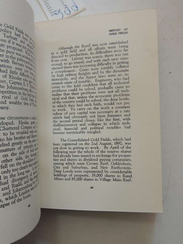 The Gold Fields 1887-1937 (Ex-library Of The Oppenheimers) The Consolidated Gold Fields Of South Afr