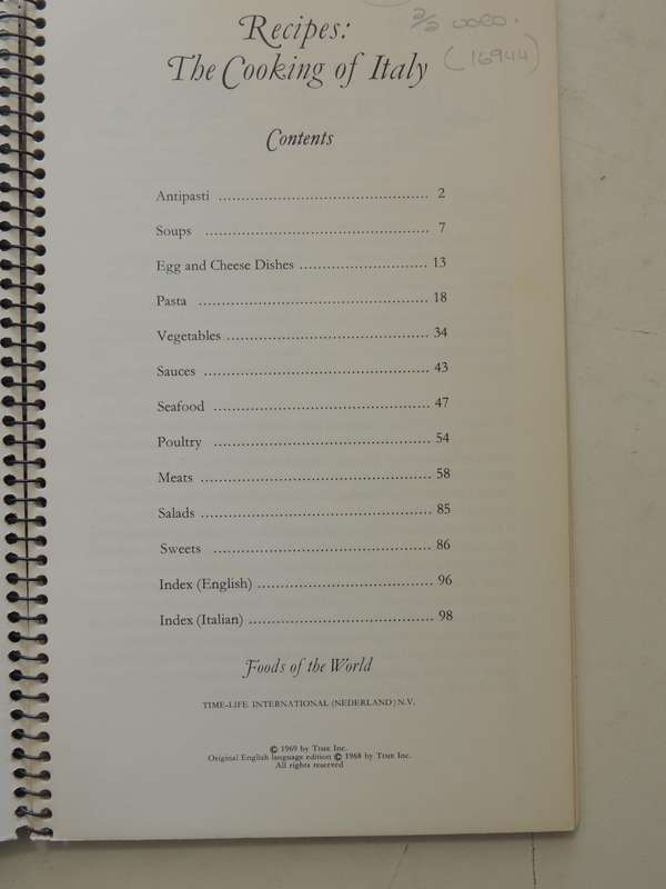 Time-Life Foods Of The World: The Cooking Of Italy - Waverley Root   (2 volumes)