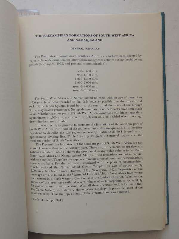 The Precambrian Geology Of South West Africa And Namaqualand - Henno Martin