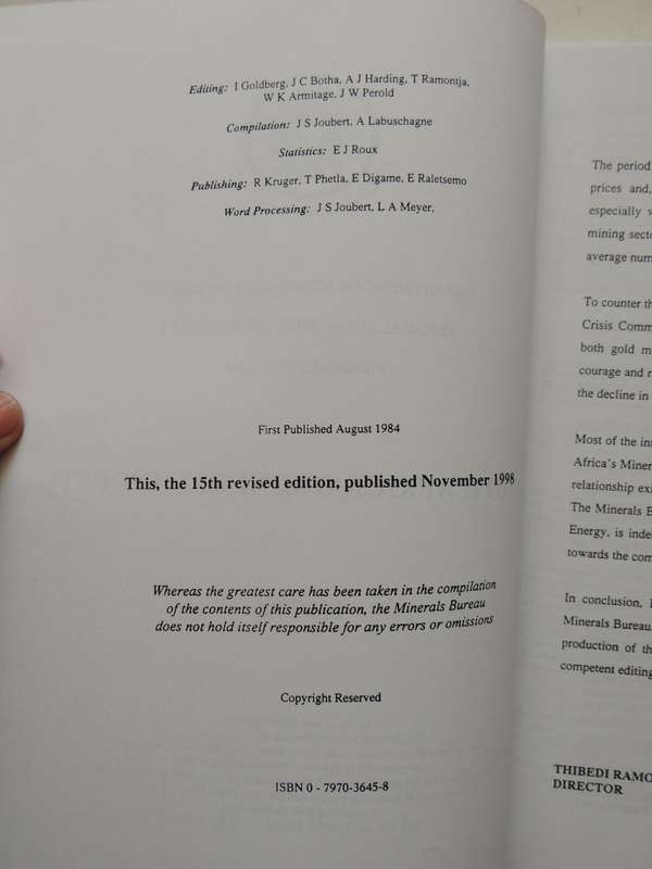 South Africa's Mineral Industry 1997/98Department Of Minerals And Energy