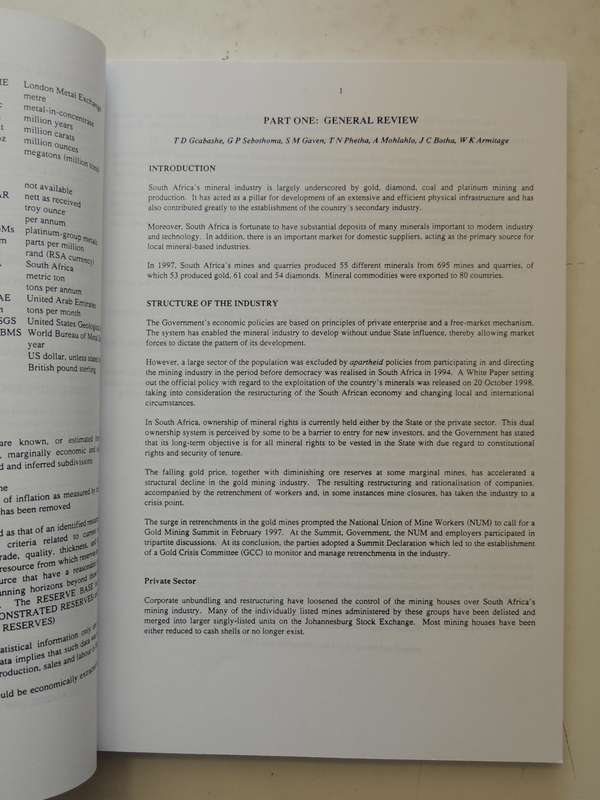 South Africa's Mineral Industry 1997/98Department Of Minerals And Energy