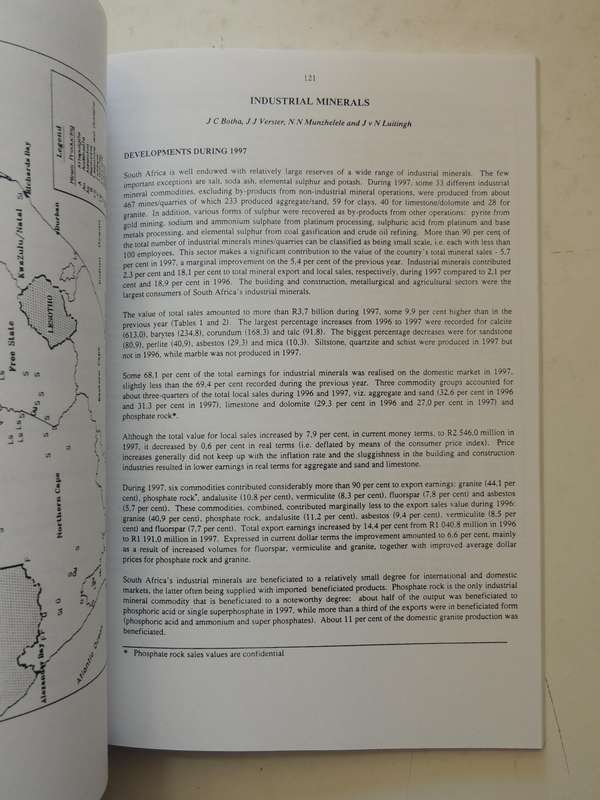 South Africa's Mineral Industry 1997/98Department Of Minerals And Energy