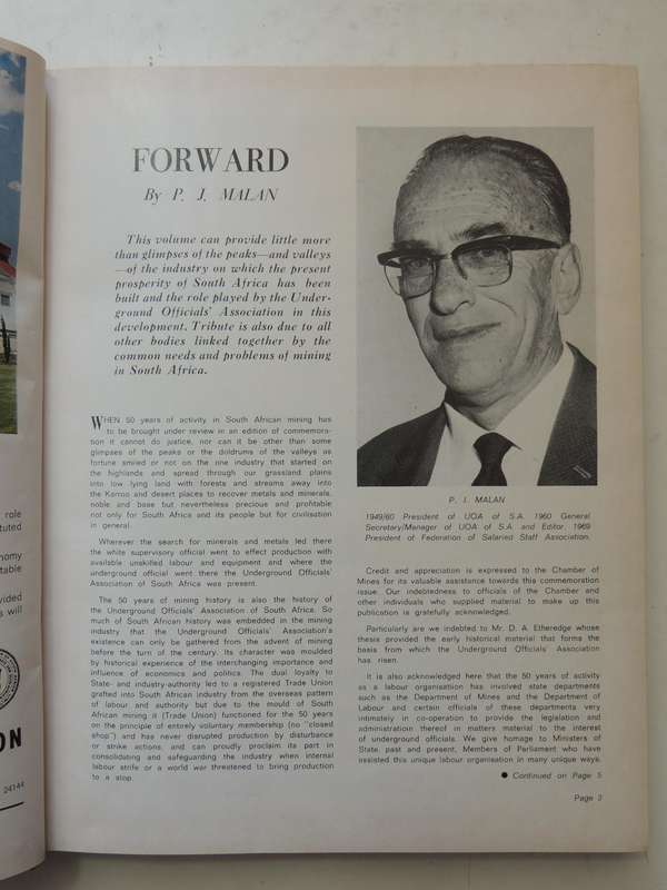 Vereniging van Ondergrondse Amptenare van Suid Afrika: 50 Jare van Saamwerking in Mynbou/50 Years of