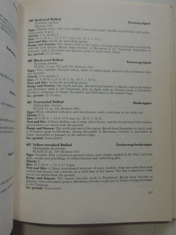Priest's Eggs of the Southern African Birds - Revised by JM Winterbottom 1971