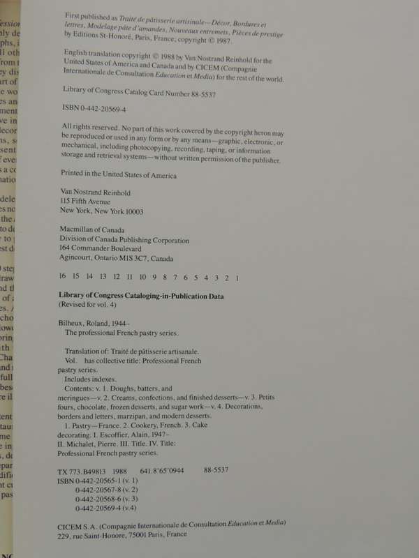 Professional French Pastry Series: Decorations, Borders, Letters, Marzipan,..Bilheux, Escoffier