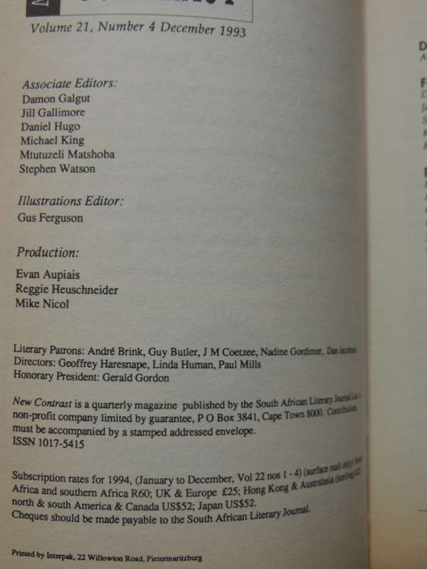 New Contrast 84 South African Literary Journal